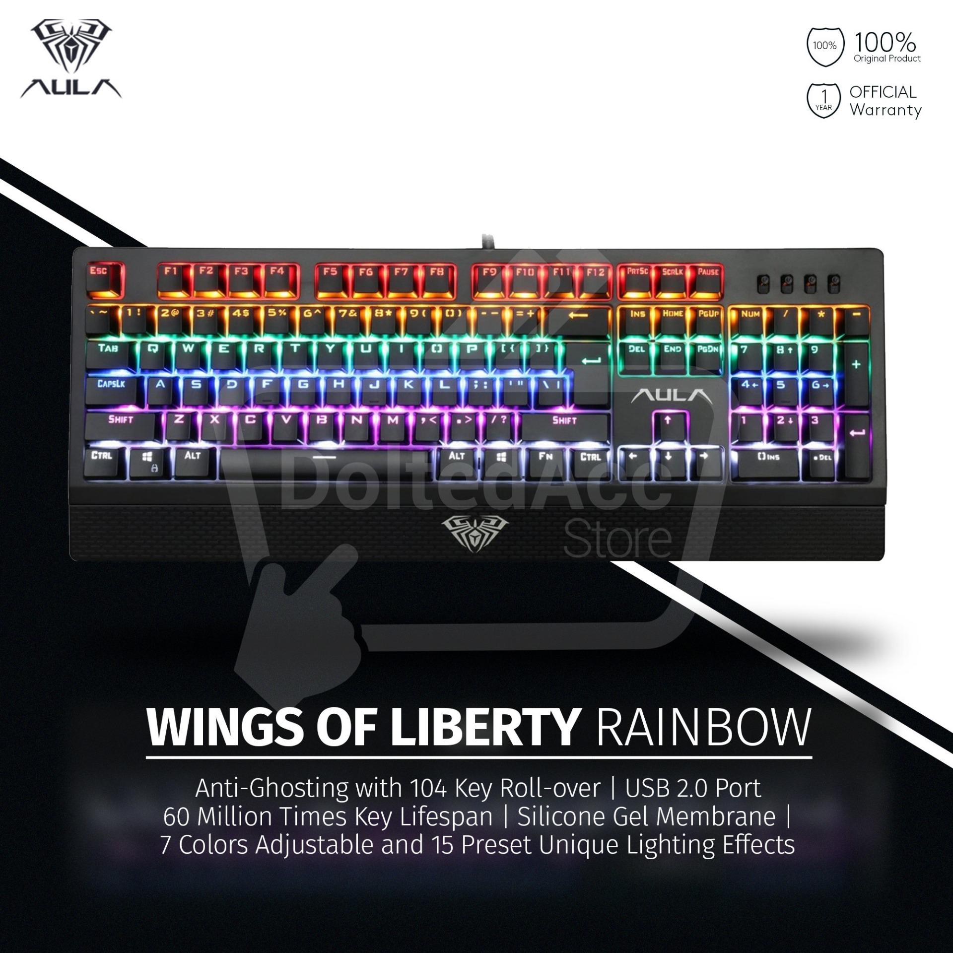 AULA Partner Wings of Liberty Mechanical Gaming Keyboard 104keys Multicolors LED Backlit(Black)