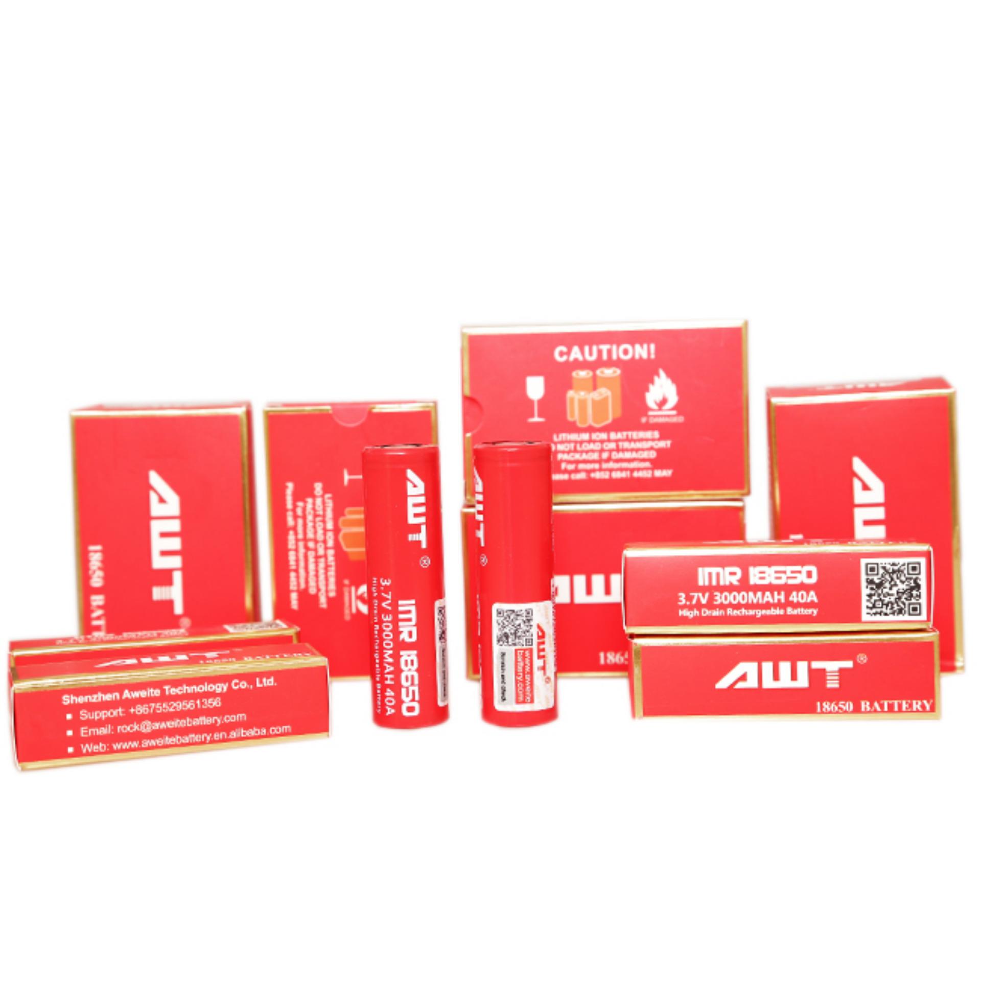 AWT Battery IMR 18650 3000Mah 40A Baterai Rokok Elektrik .