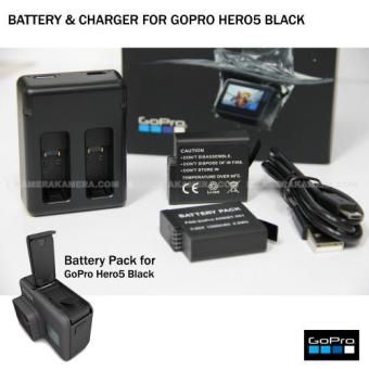 BATTERY SET FOR GOPRO HERO5 BLACK 2x BATTERY PACK 1x DUAL