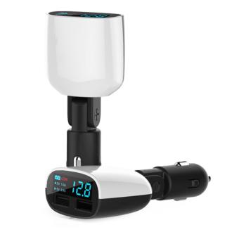 Best 3.4A 2 Outputs USB Fast Car Charger with Voltmeter Monitor,for IPhone, Nexus, Samsung, Xiao Mi, Tablets and More + FREE 1 PcBumper Handphone