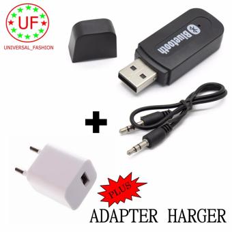 Gambar Bluetooth Audio Receiver Wireless Musik   hitam + Adapter Charger