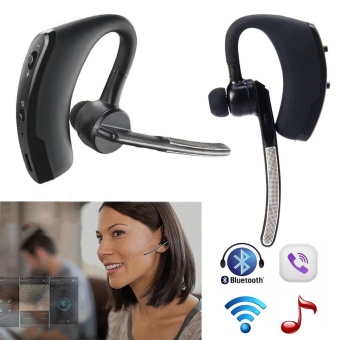 Gambar Bluetooth Headset Wireless Earphone V4.1 Ear Hook Voice Control Support 2 Cell Phones at one Time With MIC(Black)   intl