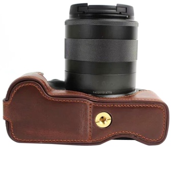 Gambar Bottom Opening Version Protective PU Leather Half Camera Case BagCover with Tripod Design for Canon EOS M3 EOSM3   intl