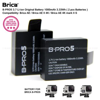 Gambar BRICA B PRO5 3.7 Li ion Original Battery 1000mAh 3.33Wh ( 2 pcs Batteries ) Compatibility Brica AE   Brica AE II 4K   Brica AE 4K mark II S