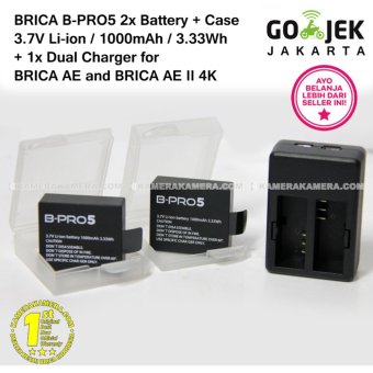 Gambar BRICA B PRO5 3.7V Li ion battery 1000mAh 3.33Wh (2) + ProtectionBattery Case + Dual Charger for BRICA AE and BRICA AE II 4K