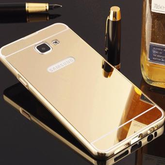 Gambar Bumper Sleding Mirror For Samsung Galaxy A7 2017 A720 Bumper BesiKaca Metal Back Case   Bumper Cermin   Casing Hp   Casing Handphone  Gold