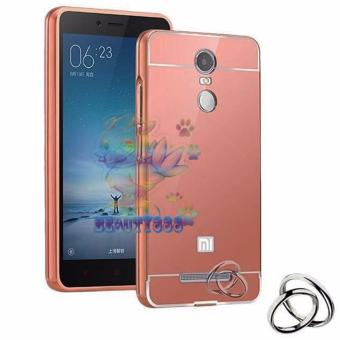 Gambar Bumper Sleding Mirror For Xiaomi Redmi Note 4X Bumper Besi KacaMetal Back Case   Bumper Cermin   Casing Hp   Casing Handphone  Rose Gold