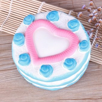 Gambar BUYINCOINS Lovely Heart Cake Soft Squishy Toys Simulation BreadCell Phone Charm Key Straps(blue)   intl