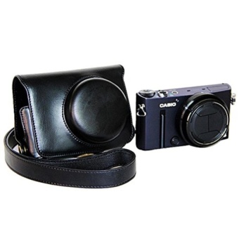 Gambar Camera bag PU leather Soft Camera case cover Bag for CasioEX10EX100 With shoulder Strap (Black)   intl