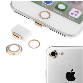 Gambar Camera Ring Cover + Home Button Ring + Lightning Anti Dust Plug ForiPhone 7   Gold