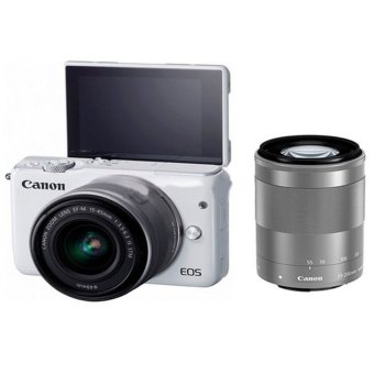 Canon EOS M10 - 18MP - Kit 15-45mm - 55-200mm - Putih  