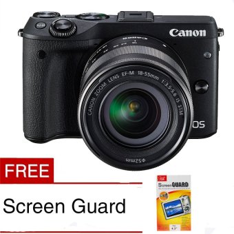 Canon EOS M3 24.2 MP Digital Camera with EF-M 15-45mm F3.5-5.6 IS STM Lens Black Free Screen Guard  