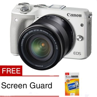 Canon EOS M3 24.2 MP Digital Camera withEF-M 15-45mm F3.5-5.6 IS STM Lens White Free Screen Guard  
