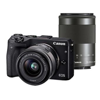 Canon Kamera Mirrorless EOS M3 Kit M15-45mm IS STM + M55-200mm IS STM + Free LCD Screen Guard  
