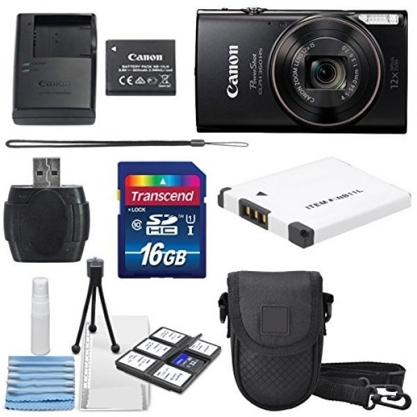 Canon PowerShot ELPH 360 HS with 12x Optical Zoom and Built-In Wi-Fi with Deluxe Starter Kit Including 16 GB SDHC Class10 + Extra + Protective Camera Case - intl  