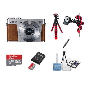 Canon PowerShot G9 X Digital Camera (Silver) + 2 Tripods + 32GB microSD Card + Card Reader + 6PC Cleaning Kit + 2-in-1 Lens Cleaning Pen - intl  