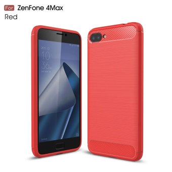 Gambar Carbon Fiber Texture Brushed TPU Mobile Phone Shell for Asus Zenfone 4 Max Plus ZC554KL   Red   intl