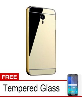 Gambar Case Aluminium Bumper Mirror for Meizu M2 Note   Gold + Free Tempered Glass