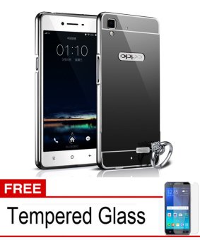 Gambar Case Aluminium Bumper Mirror for OPPO F1 Plus   Black + Free Tempered Glass