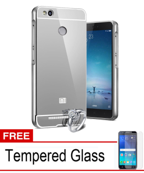 Gambar Case Aluminium Bumper Mirror for Xiaomi Redmi 3 Pro   Silver + Free Temperd Glass