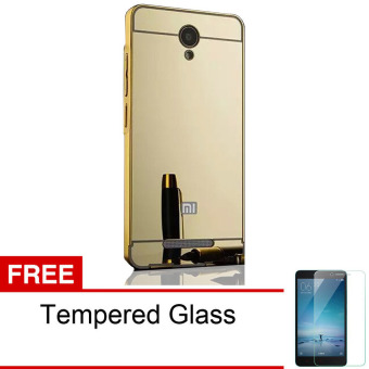 Gambar Case Aluminium Bumper Mirror for Xiaomi Redmi Note 2   Gold + FreeTemperd Glass