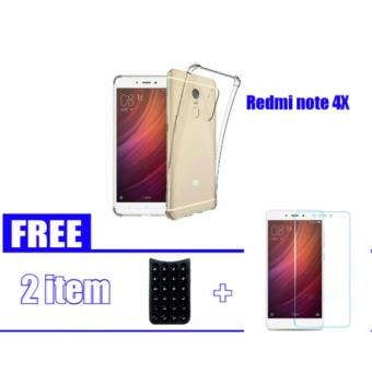 Gambar Case Anti Crack for Xiaomi Redmi Note 4X TPU Softcase (Clear) + FREE STAND HOULDER GURITA + TEMPERED GLASS