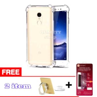 Gambar Case Anti Crack for Xiaomi Redmi Note 4X TPU Softcase (Clear) +Free Tempered Glass + Ring Handphone Universal.