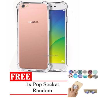 Case Anti Shock / Anti Crack Elegant Softcase for Oppo F3 + / F3 Plus - Clear + Free 1x Pop Socket  