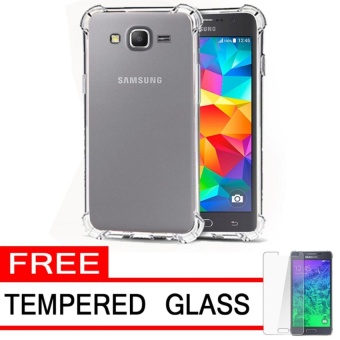 Gambar Case Anti Shock   Anti Crack Elegant Softcase for Samsung Galaxy J3 Pro   Clear + Free Tempered Glass