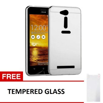 Gambar Case Asus Zenfone GO 4,5 (ZB452KG) New 2016 Bumper Mirror Slide  Silver + Gratis Tempered Glass