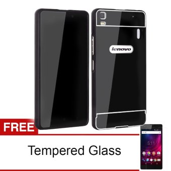 Gambar Case Bumper Chrome with Backcase Mirror untuk Lenovo A7000   Hitam+ Gratis Tempered Glass