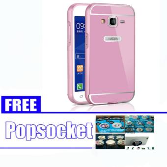 Gambar Case chrome Samsung Galaxy g313h ace4 Alumunium Bumper Mirror Sleding samsung g313 ace 4   rose + free popsocket