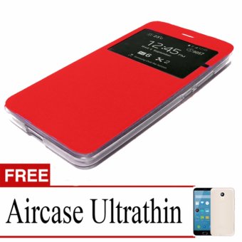 Gambar Case Flip Cover For Oppo Mirror 5 + Free Ultrathin Red