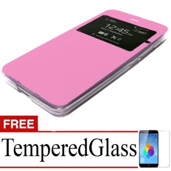 Gambar Case Flip Cover For Xiaomi Redmi 2 Prime + Free Temperedglass  Pink