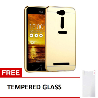 Gambar Case For Asus Zenfone GO 4,5 Inch Bumper Chrome With BackcaseMirror + Free Tempered Glass   Gold