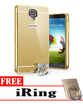 Gambar Case for Samsung Galaxy S4 Aluminium Bumper With Mirror BackdoorSlide   Gold + Free iRing