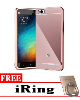 Gambar Case for Xiaomi Mi 4i Aluminium Bumper With Mirror Backdoor Slide   Rose Gold + Free iRing