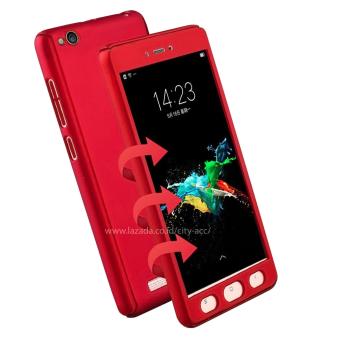 Gambar Case Front Back 360 Degree Full Protection for Xiaomi Redmi 4A   Red + Tempered Glass