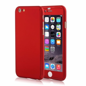 Gambar Case Front Back 360 Degree Full Protection Iphone 6 6S   Red + Tempered Glass