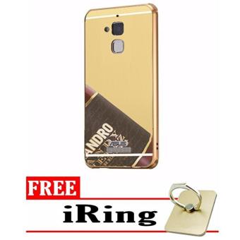 Gambar Case Metal for Asus Zenfone 3 Max ZC520TL Aluminium Bumper WithMirror Backdoor Slide   Gold + Free iRing