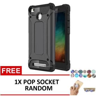 Gambar Case Military Air Cushion for Xiaomi Redmi 3pro   Redmi 3x   Redmi3s   Hitam + Free 1x Pop Socket