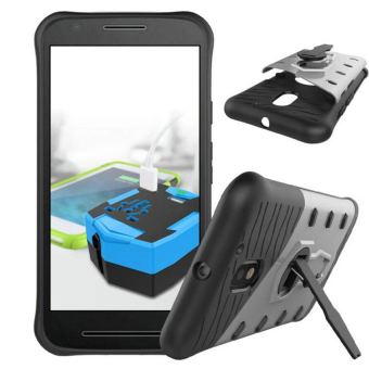 Gambar Case Moto E3 Power Hybrid Sniper Slim Armor With 360 Degrees Rotation Durable Kickstand   Abu