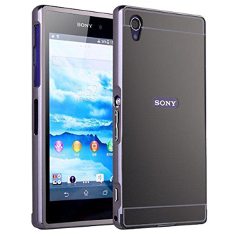 Gambar Case Sony Xperia Z1 Alumunium Bumper With Mirror Backdoor Slide Hitam