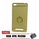 Gambar Case Ume Original List iRing Hardcase Sim Armor For Xiaomi Redmi 4A   Gold + Free Usb Otg