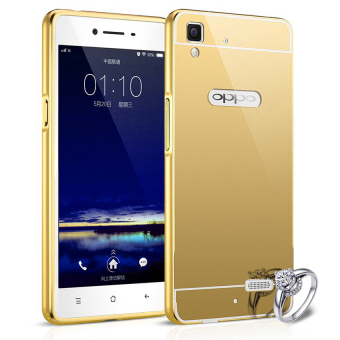 Gambar Case Untuk Oppo R7 R7 Lite Alumunium Bumper With Mirror BackdoorSlide  Emas