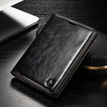 Gambar Caseme Leather Oil Wax Flip Cover for BlackBerry Passport SilverEdition (Black)   intl