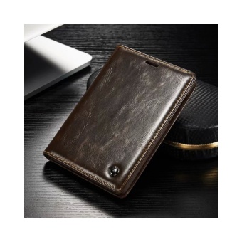 Gambar CASEME Passport Silver Edition Oil Wax Leather Case Card Holder for BlackBerry   intl