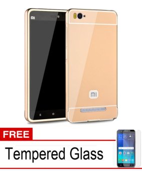 Gambar Casing Aluminium Bumper Mirror for Xiaomi Mi 4i   4c   Gold + Free Temperd Glass