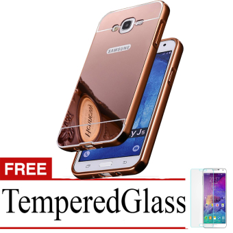 Gambar Casing Metal Bumper Mirror for Samsung Galaxy J7   Rose Gold + FreeTempere Glass