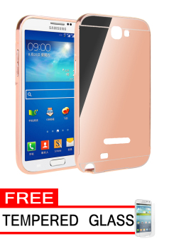 Gambar Casing Metal Bumper Mirror for Samsung Galaxy Note 1 (N7000)   Rose Gold + Free Tempered Glass